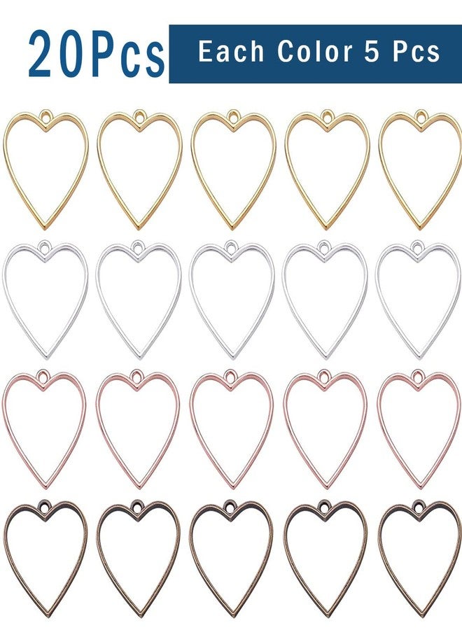 Excellentcrafts Heart Open Bezel Pendants Charms Resin Molds for Jewelry Findings DIY Pressed Flower Frame Mixed Color 20pcs - Image 3